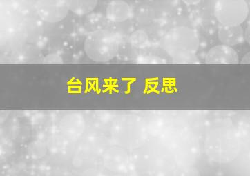 台风来了 反思